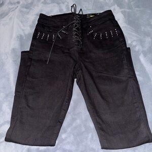 BRAND NEW Black Lace-Up Women's Jeans Size 5